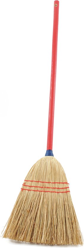 Kinderbezem stro met rode steel 75 cm - Schoonmaakartikelen/Kamerbezems van Talen Tools