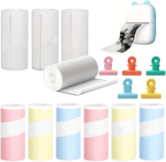 Kindercamera Thermisch Papier Zelfklevend met 5 Mini Clips - Thermisch Papier Kinderen - Mini Thermische Printer Papier - Thermisch Papier Mobiele Foto Printer (57 x 25 mm) van BAMIGIRL