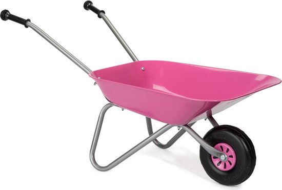 Kinderkruiwagen (roze/zilver, belastbaar tot 25 kg, voor kinderen vanaf 2 jaar) metale tuinkruiwagen van Rolly Toys Kruiwagen van Rolly Toys