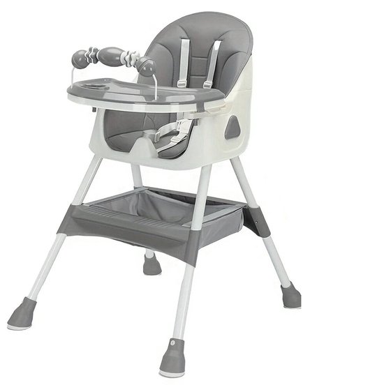 Kinderstoel - Triptrap Stoel - Triptrap Kinderstoel - Opvouwbare Kinderstoel - 6 Maanden en Ouder - met Grote Antislipmat en speelgoedrek - gemakkelijk schoon te maken - Grijs van Merkloos	
