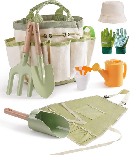 Kindertuin set - 9-delige Tuinspeelgoedset met Opbergtas, Gieter, Handschoenen en Hoed
