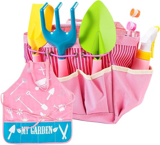 Kindertuin Set - Buitenspeelgoed Tuin - Natuur Ontdekken - Roestbestendige Koppen - 8 Delig - Roze