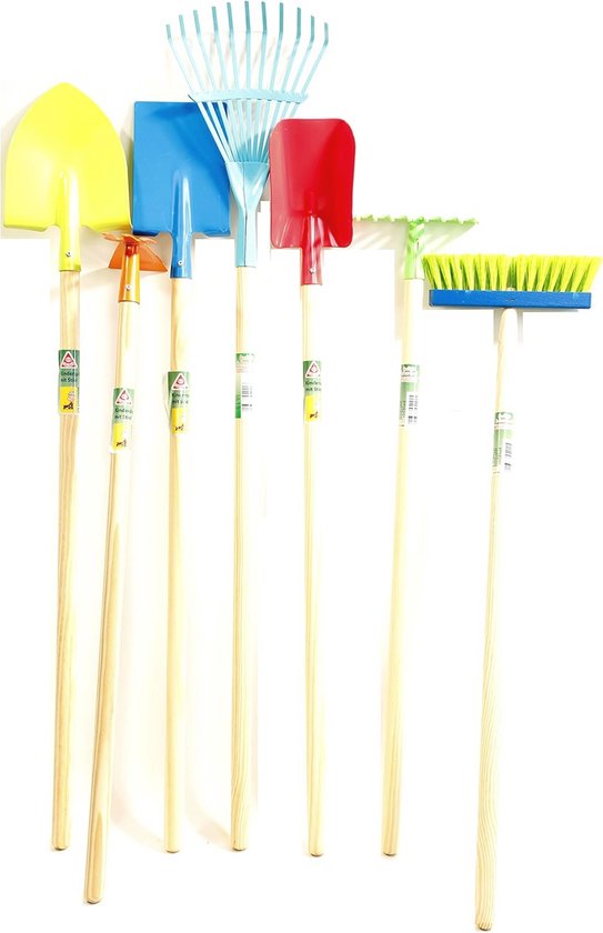 Kindertuingereedschap Set 7-delig voor Kinderen - Schep, Hark en Bezem