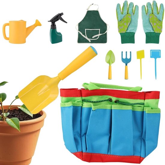 Kindertuingereedschap Set - Kinder Tuin Set - Buiten Spelen - Afgeronde Randen - 10 Stuks - Gemengde Kleur