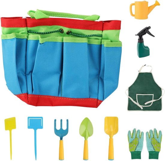 Kindertuingereedschap Set - Kinderen Tuin Harken - Buiten Spelen - Ergonomisch en Veilig - 10 Stuks - Gekleurd