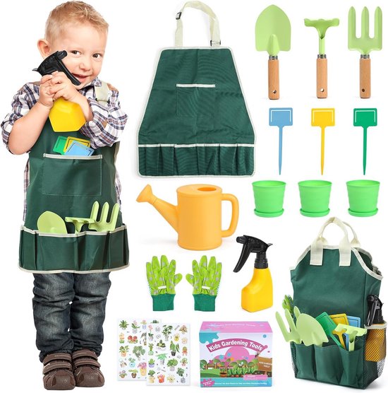 Kindertuingereedschap Set - Schep, Schort, Tuintas en Gieter - Buiten Spelen en Tuinieren