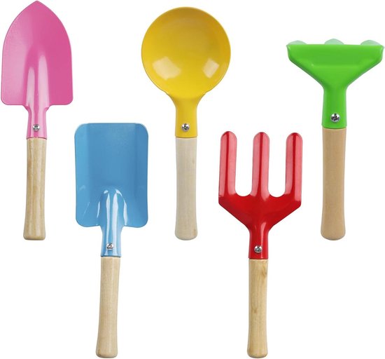 Kindertuingereedschap set voor kinderen vanaf 3 jaar - schep hark bezem schop lepel vork - zandspeelgoed strandspeelgoed van Kinder