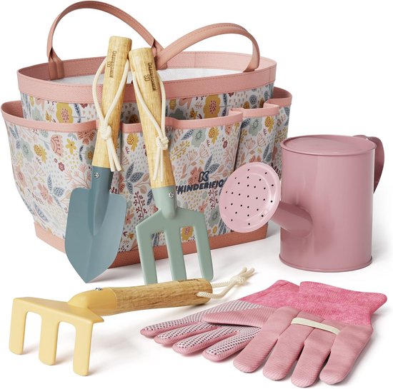Kindertuinier Set met Opbergtas: Schep, Gietkan, Hark, Handschoenen en Meer van Merkloos	