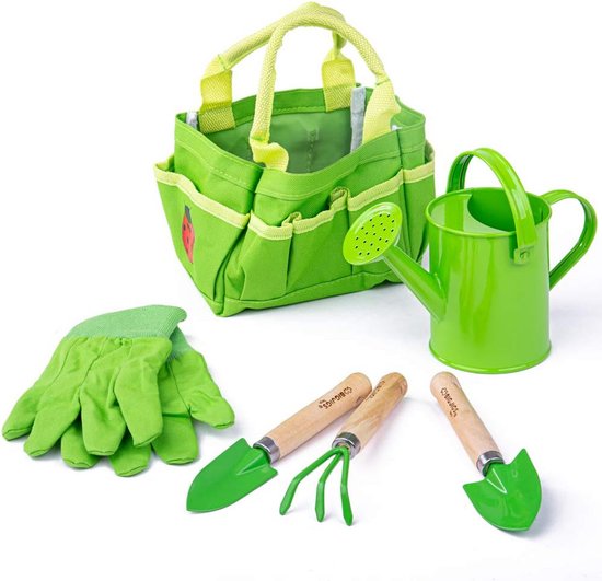 Kindertuinier Set met Schep, Hark, Waterkan en Handschoenen - Tuinspullen voor Kinderen van Merkloos	