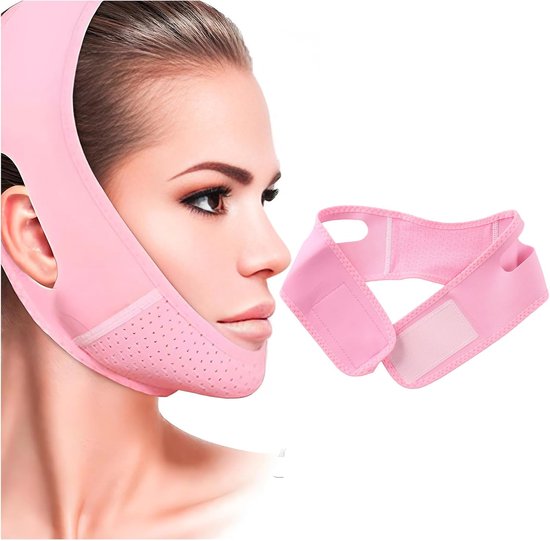 Kinmasker - V-vorm gezichtslift - bandage voor gezicht - verminderen lijnen - verbeteren elasticiteit - dubbel kin masker van Merkloos	