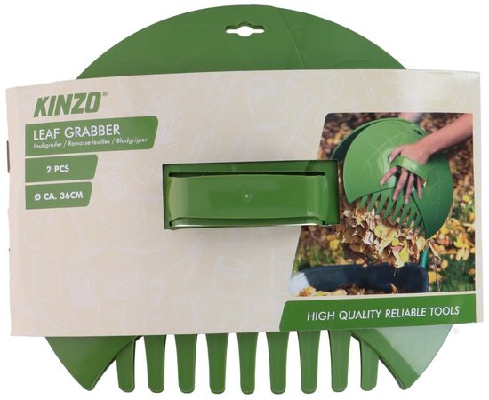 Kinzo Bladgrijper Set – 2-delige Bladschep en Afvalgrijper voor het opruimen van Bladeren – kunststof Bladhark voor in de Tuin – met ergonomisch handvat Ø36 cm van Kinzo
