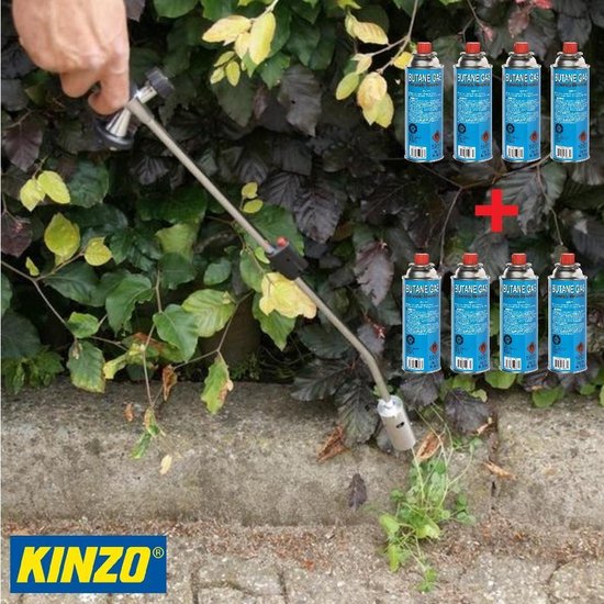 Kinzo Onkruidbrander met Gasflessen - Regelbare gastoevoer - Inclusief 8 Gasflessen van Kinzo