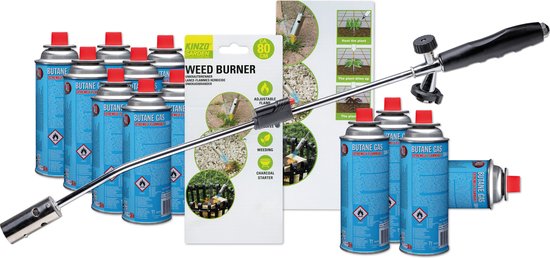 Kinzo Onkruidbrander met Regelbare Gastoevoer Inclusief 12 Gasflessen – Voordeelset van Kinzo