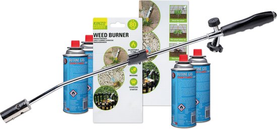Kinzo Onkruidbrander met Regelbare Gastoevoer Inclusief 4 Gasflessen – Voordeelset van Kinzo