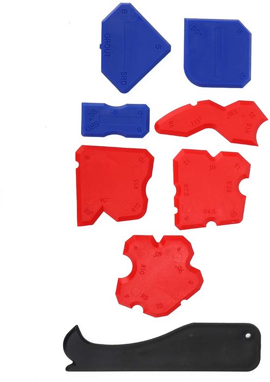 Kit Verspreider Set - Voeg Gereedschap - Nette Afwerking - Multi-hoek Tips - 8 Stuks - Grijs