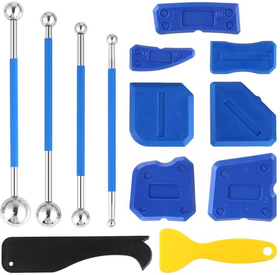 Kit Voegen Verwijderen - Kitmes & Vulmiddel - Tegels Afwerken - Meerdere Maten & Hoeken - 20x11x2 cm - Blauw Geel van Merkloos	