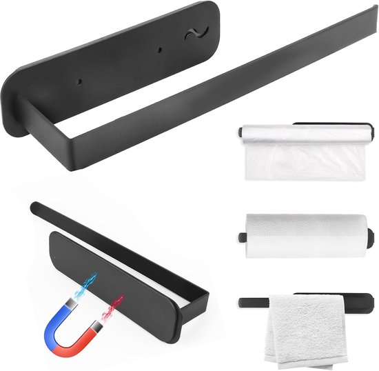 Kitchen Roll Holder Magnet Kitchen Paper Holder Without Drilling Stainless Steel Kitchen Paper Holder Wall Paper Towel Holder Roll Holder Strong Adsorption Holder for Refrigerator Microwave van KONKY