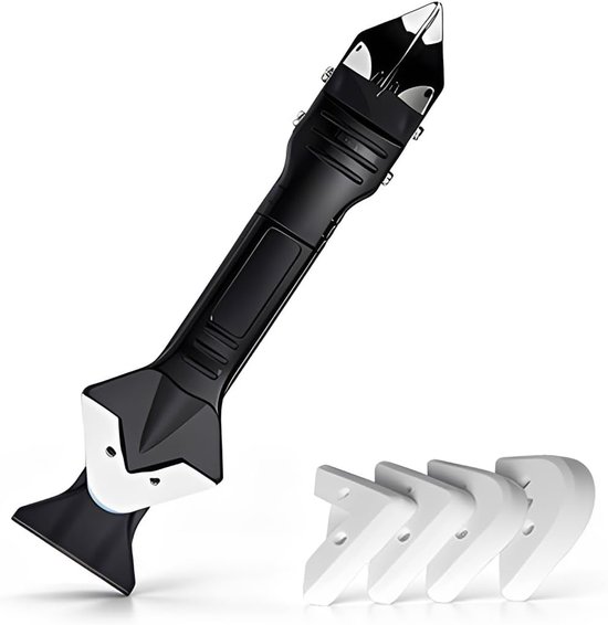 Kitgereedschap set - Voegen schraper - Voegen repareren - 5-in-1 functie - Compact formaat - Zwart