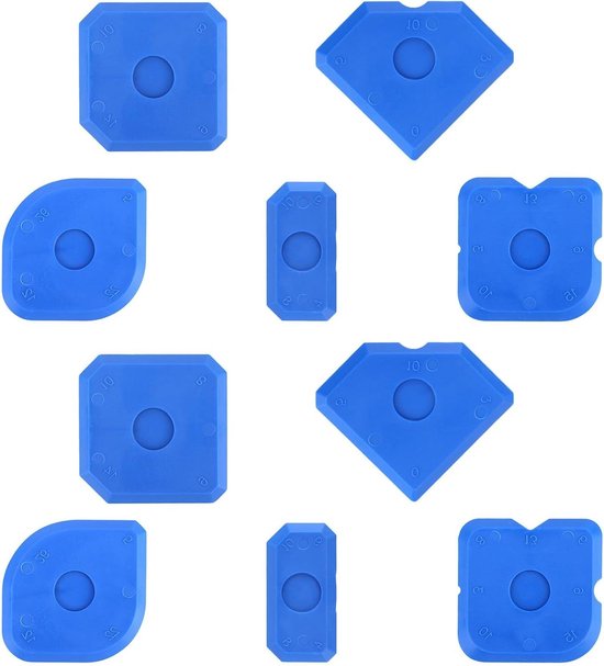 Kitgereedschap Set - Voegenkrabber Herbruikbaar - Nette Voegen Maken - Verschillende Vormen - 10 Stuks - Blauw
