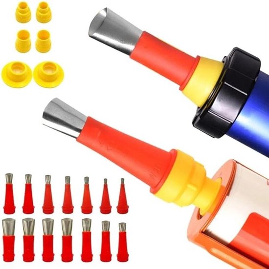 Kitspuitmond Applicators - Kit Afwerkgereedschap - Voegen Afwerken - 16 Verschillende Maten - 8 Stuks Set - Zilverkleurig
