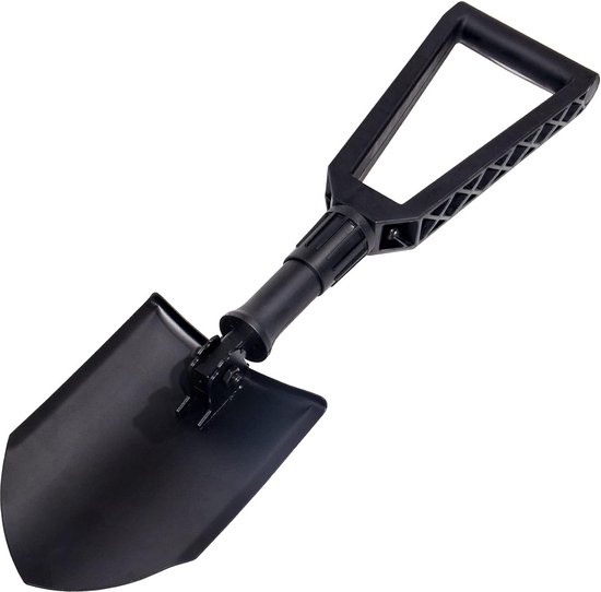 Klapspade voor de tuin, schep van zeer sterk koolstofstaal, gebruik voor outdooractiviteiten, camping, sneeuwschoppen, tuinieren, graven (zwart) van Merkloos	