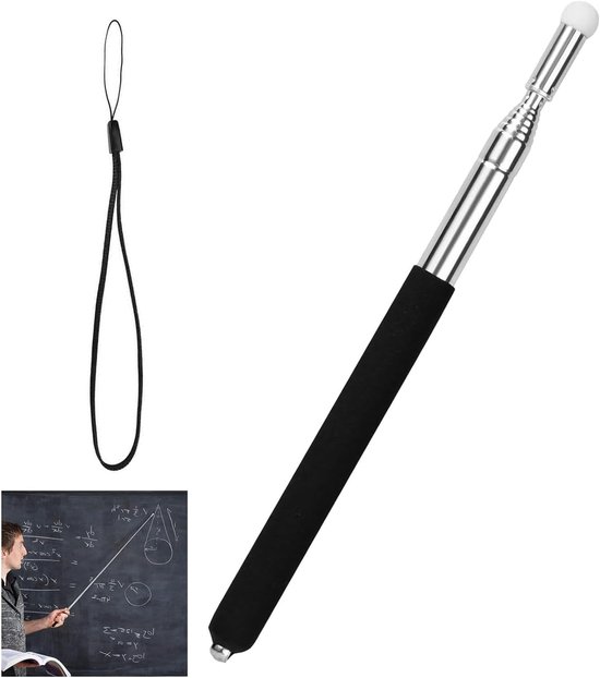 Klaslokaal aanwijzer - telescopische aanwijzer uittrekbaar tot 100 cm - met sleutelkoord - leerwijzer voor leraren - whiteboard tafelwijzers met viltkop - 1 stuks van Merkloos	