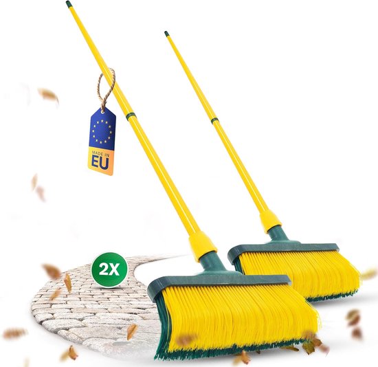 Klauwbezemset 30 cm hout met steel sneeuwbezem schraper bezem gazonbezem bezem voor buiten tuinbezem (2, 30 cm bezem met steel) van Merkloos	