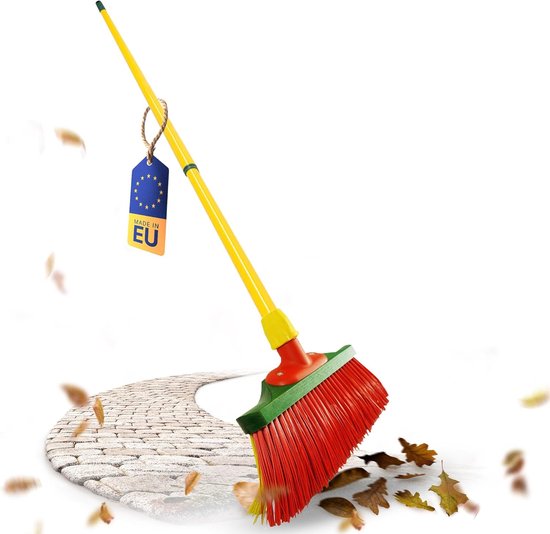 Klauwbezemset 30 cm hout met telescopische steel gebogen borstelharen tuinbezem straatbezem veegbezem bladbezem (1, klauwveger) van Merkloos	