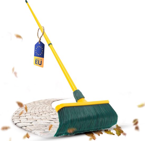 Klauwbezemset 30 cm kunststof met telescopische steel gebogen borstels tuinbezem straatbezem veegbezem bladbezem (1, 30 cm bezem met steel) van Xclou