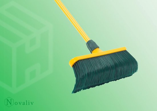 Klauwbezemset 30 cm kunststof met telescopische steel veegset gebogen borstels tuinbezem straatbezem veegbezem (bezem + stoffer en blik set lange steel, 30 cm) van Merkloos	