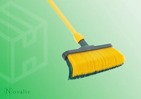 Klauwbezemset 40 cm hout met telescopische steel gebogen borstelharen met veegset tuinbezem straatbezem paardenhaarbezem (bezem + stoffer en blik set paardenhaar, 40 cm) van Merkloos	