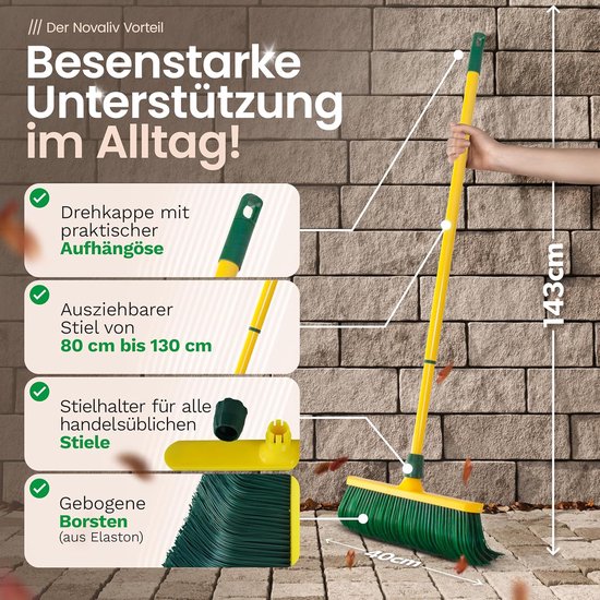 Klauwbezemset 40 cm kunststof met telescopische steel gebogen borstels tuinbezem straatbezem veegbezem bladbezem (1, 40 cm bezem met steel) van Bellson