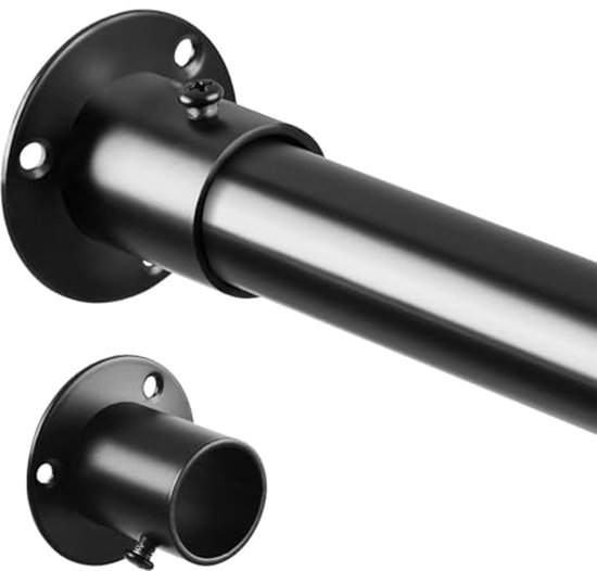 Kledingstang 70-103 cm - Uittrekbare Telescoopstang voor Kasten - Zwart - Diameter 25 mm