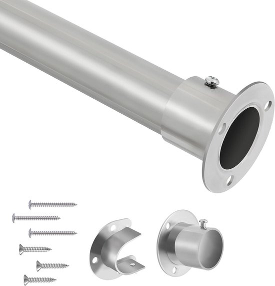 Kledingstang - Garderobestang Telescoop - Kleding Ophangen - Verstelbare Lengte - 74-130 cm - Zilver