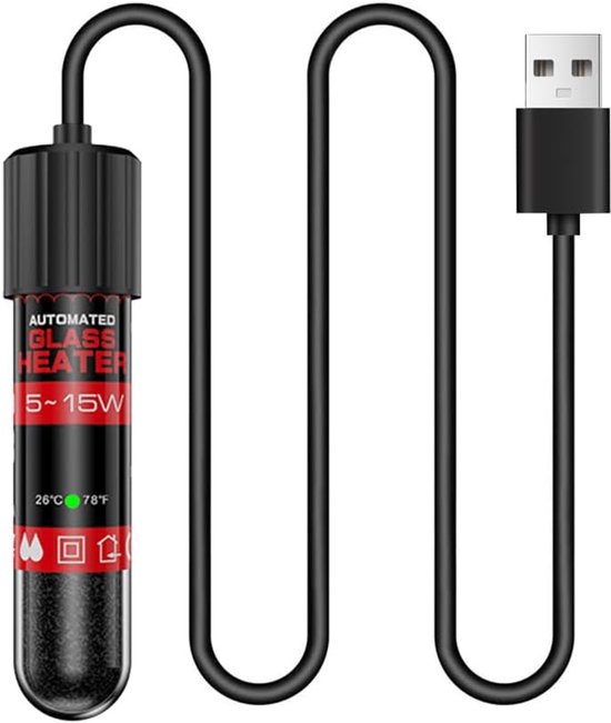 Kleine aquariumverwarming - mini-aquariumverwarming 5 W/10 W/15 W - constante temperatuur 26 °C met oververhittingsbeveiliging voor tanks van 1 tot 2 gallon van Merkloos	