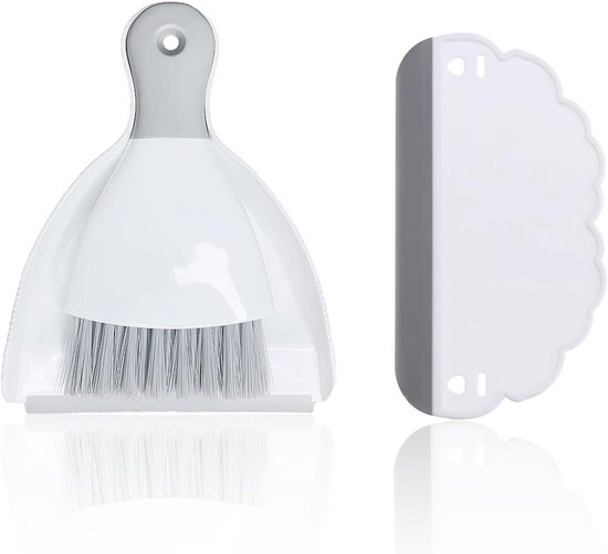 Kleine bezem en veegschep set voor tafel en toetsenbord van Merkloos	