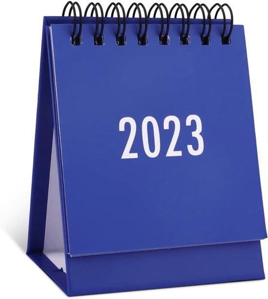 Kleine Desktop Kalender 2022-2023 - Augustus 2022 tot December 2023 Mini Bureau Kalender met Stand - Kleine Desk Kalender met Dubbele Draadbinding en Stickers voor Mannen Vrouwen Kantoor (Blauw) van Merkloos	