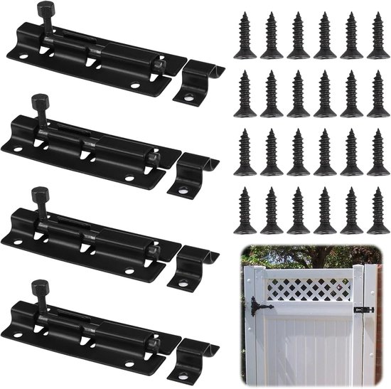 Kleine Deurgrendel - 4 Stuks met Schroeven - Roestvrij Staal Slotgrendel - Schuifgrendel voor Deuren - Roestbestendig Vergrendelingsslot - Deurbouten voor Tuinpoort, Badkamer, Schuur, Toilet van Merkloos	