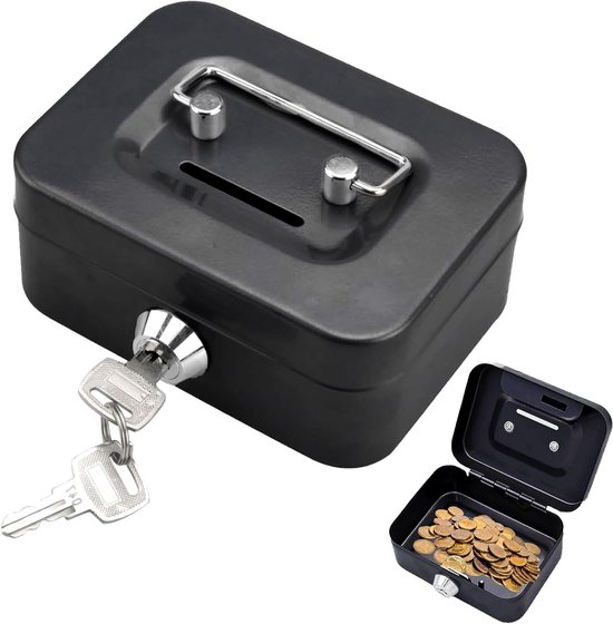 Kleine Geldcassette met Sleutelslot - Lockable Money Box - Piggy Bank - Draagbare Metalen Spaarpot voor Munten en Briefgeld - Veiligheid - Geldregister van Cooler Kitchen
