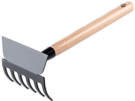 Kleine metaal hak voor tuinwerk, ergonomische tuinhak met korte steel voor efficiënt onkruidbeheer van Merkloos	