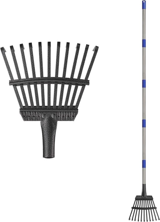 Kleine tuinhark - Bladhark metaal - Tuin opruimen - Extra dik staal - 20 cm breed - Grijs