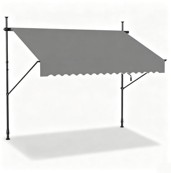 Klemluifel - Balkon zonwering - Terras schaduw - Geen boren nodig - 300 x 120 cm - Grijs