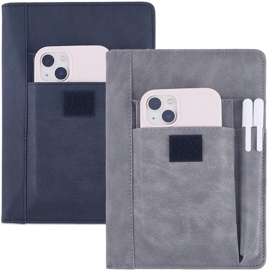 Kleur Boek Cover PU Lederen Waterdichte Boek Mouw Grijs Zwart Herbruikbare Boek Protector voor Paperbacks - Notebook Wraps met Pen Zakken voor Boek Liefhebbers - Klasgenoot Geschenken 2.4 ×