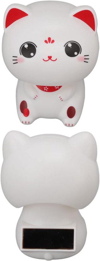 Kleurrijk zonne-ornament - gelukskat - knikkende kat - dashboarddecoratie - auto met grote ogen van Amikado.