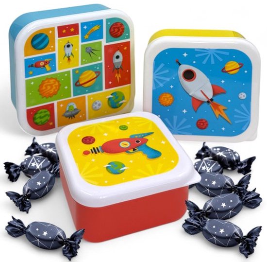 Kleurrijke Lunch Box Set - 3-Delige Voedselopbergset - BPA Vrij Plastic - Ideaal voor Reizen en Picknick van Merkloos	