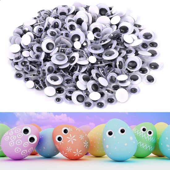 Kleverige Googly Eyes, 500 stuks verschillende maten 6-12 mm Stick On Googly Eyes voor Craft Wiggle Eyes Sticky Googly Eyes, Poppenogen Maken Accessoires (6/8/10/12 mm) van Merkloos	