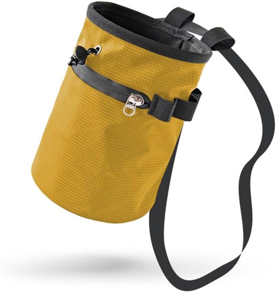 Klimkrijtzak - trekkoord - boulderen - krijtzak emmer met verstelbare riem en opbergzakken met ritssluiting voor rotsklimmen en boulderen van Merkloos	