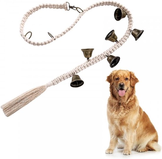 Klok voor honden om op te hangen - 6 klokken voor de training van huisdieren - verstelbaar katoenen touw - handgevlochten hondenbellen voor deur - knop van Pawbles