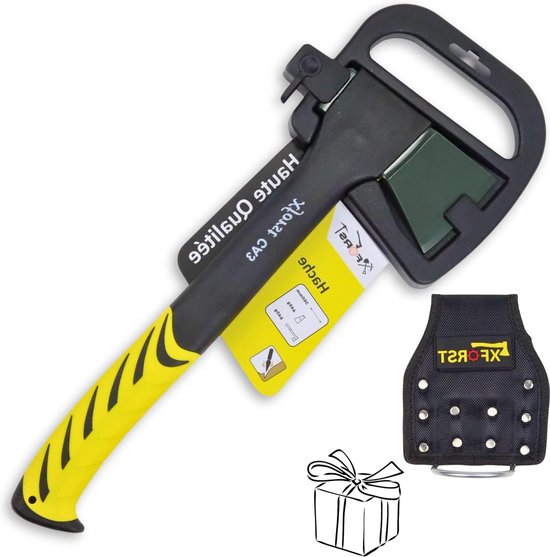 Kloofbijl - koolstofstaal lemmet - glasvezelsteel - 36 cm - transportbescherming - tuin survival outdoor - hamerhouder van Merkloos	