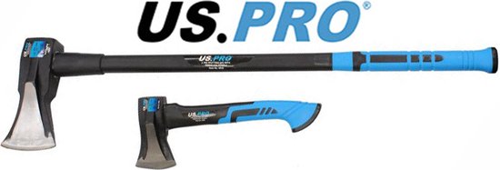 Kloofbijl set 2 bijlen 1000 gram en 3700 gram met glasfiber steel van Merkloos	